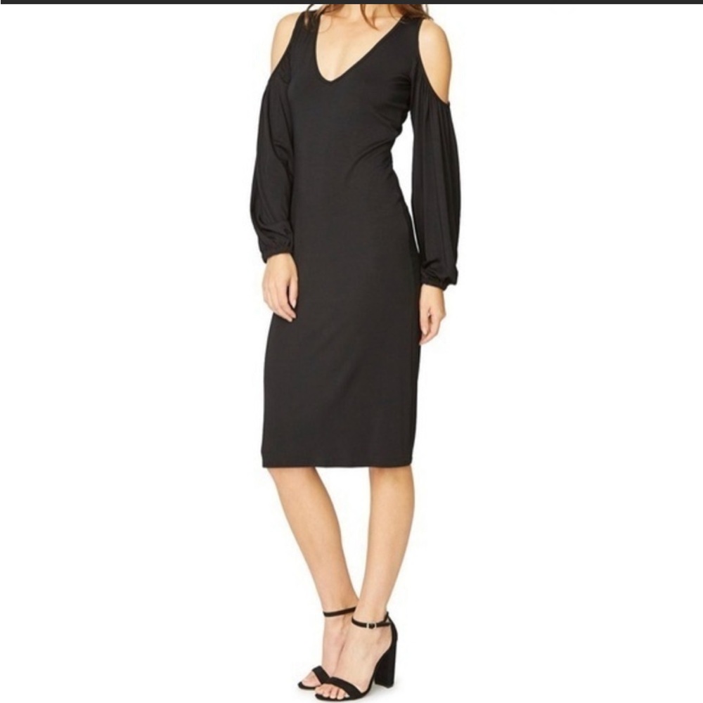 Rachel Pally Black Cold Shoulder‎ Midi Dress Size M